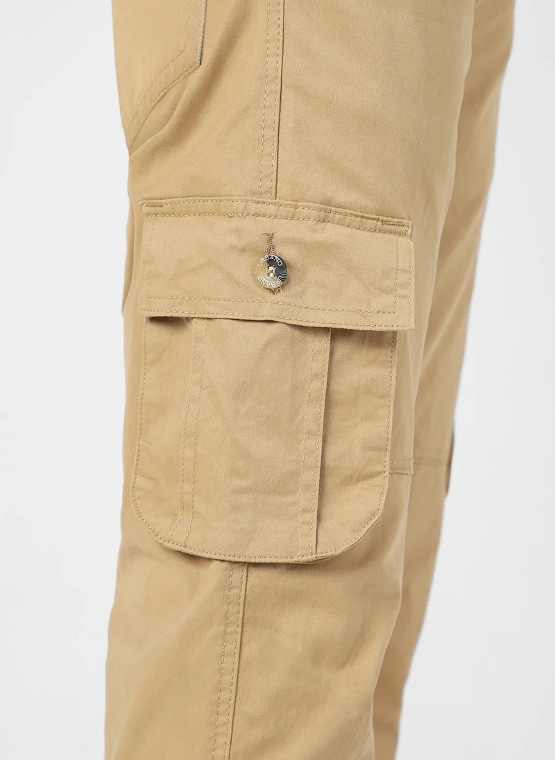Urbano Fashion  Urbano Fashion Men's Beige Regular Fit Solid Cargo Chino Pant with 6 Pockets for Men | Best Price UAE
